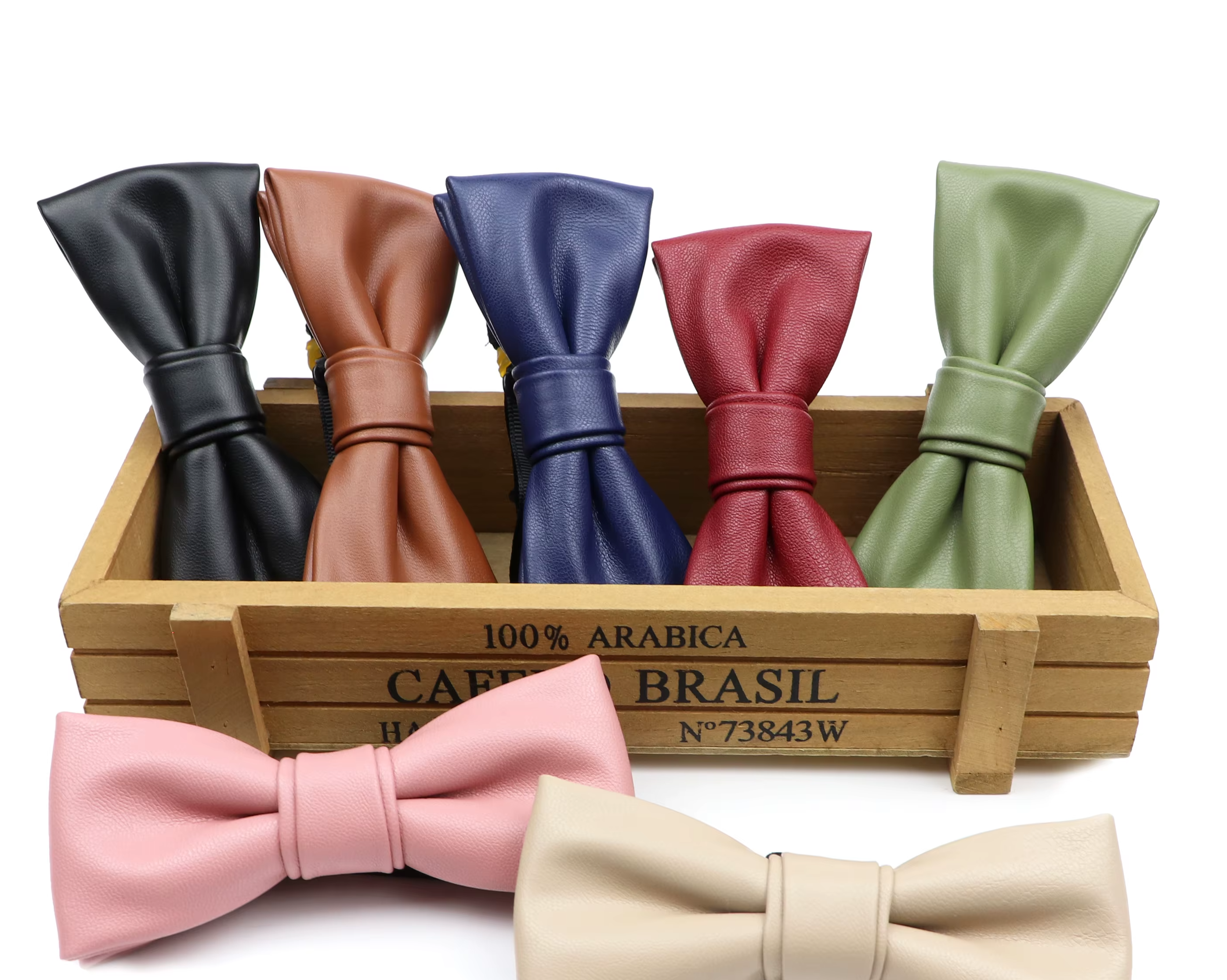 Leather Pop-Color Bow Ties