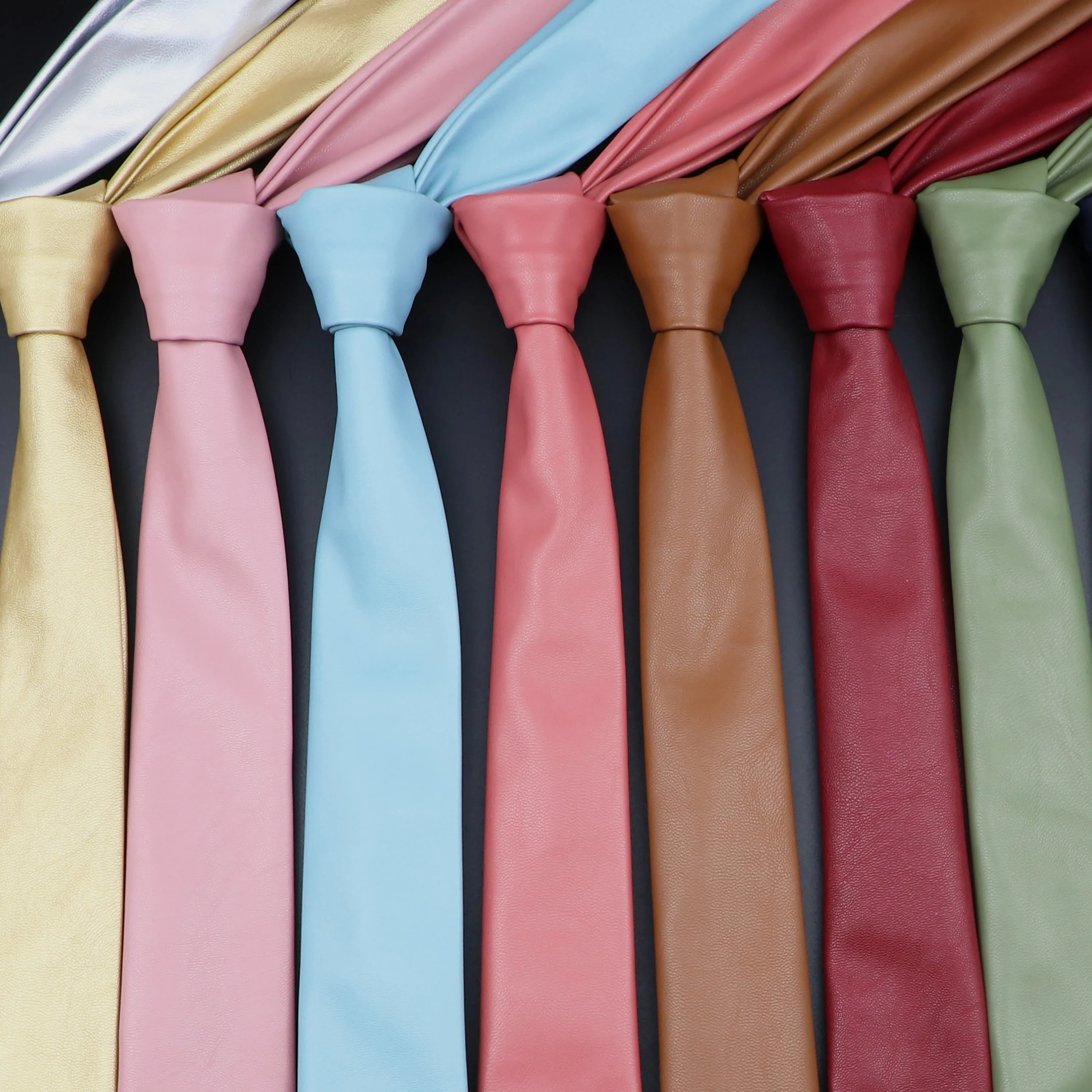 Leather Pop-Color Necktie